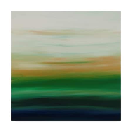 Hilary Winfield 'Sunset Stripes Green White' Canvas Art,18x18